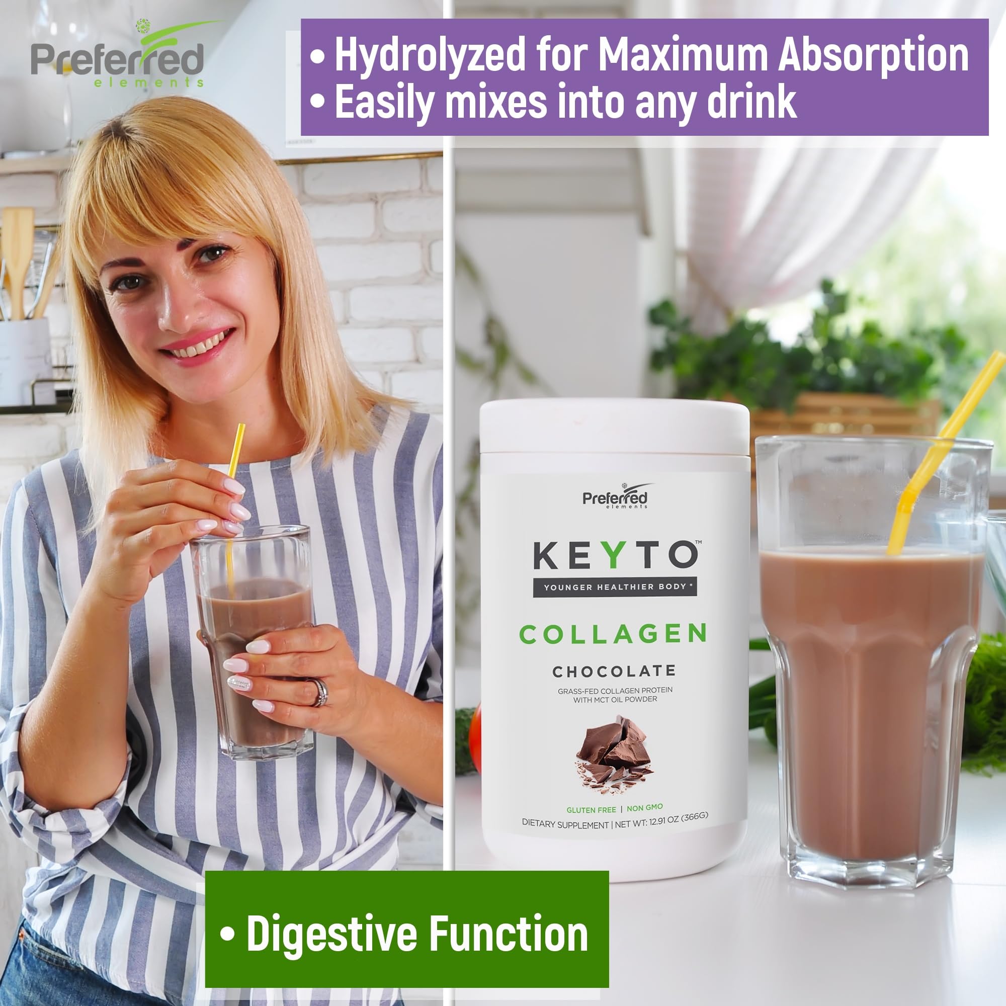 KEYTO chocolate shake glass with creamy texture and chocolate aroma.