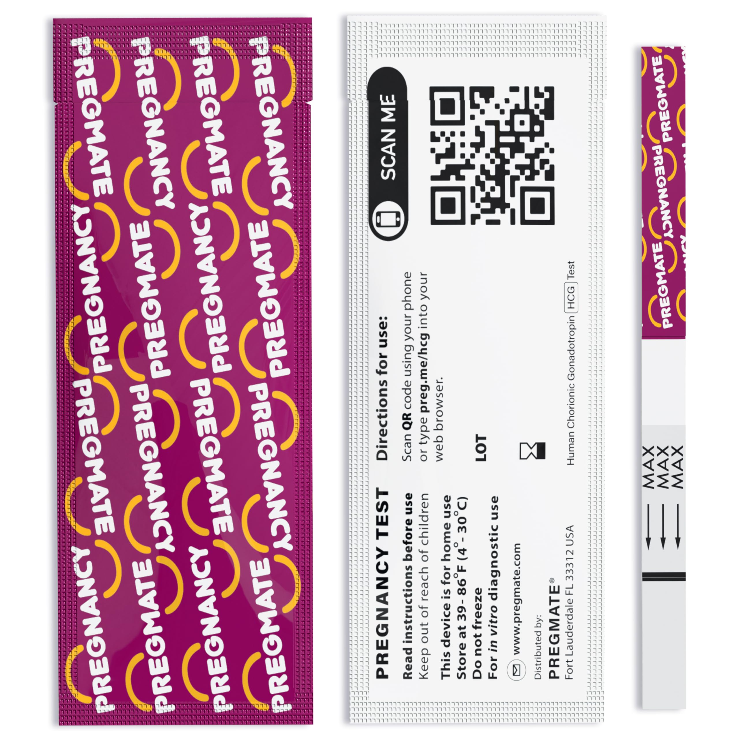 PREGMATE packaging and contents highlighting 100-count supply.