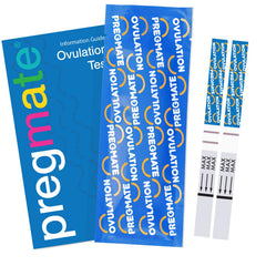 Pregmate bulk ovulation test set pictured with accessible multiple strips.