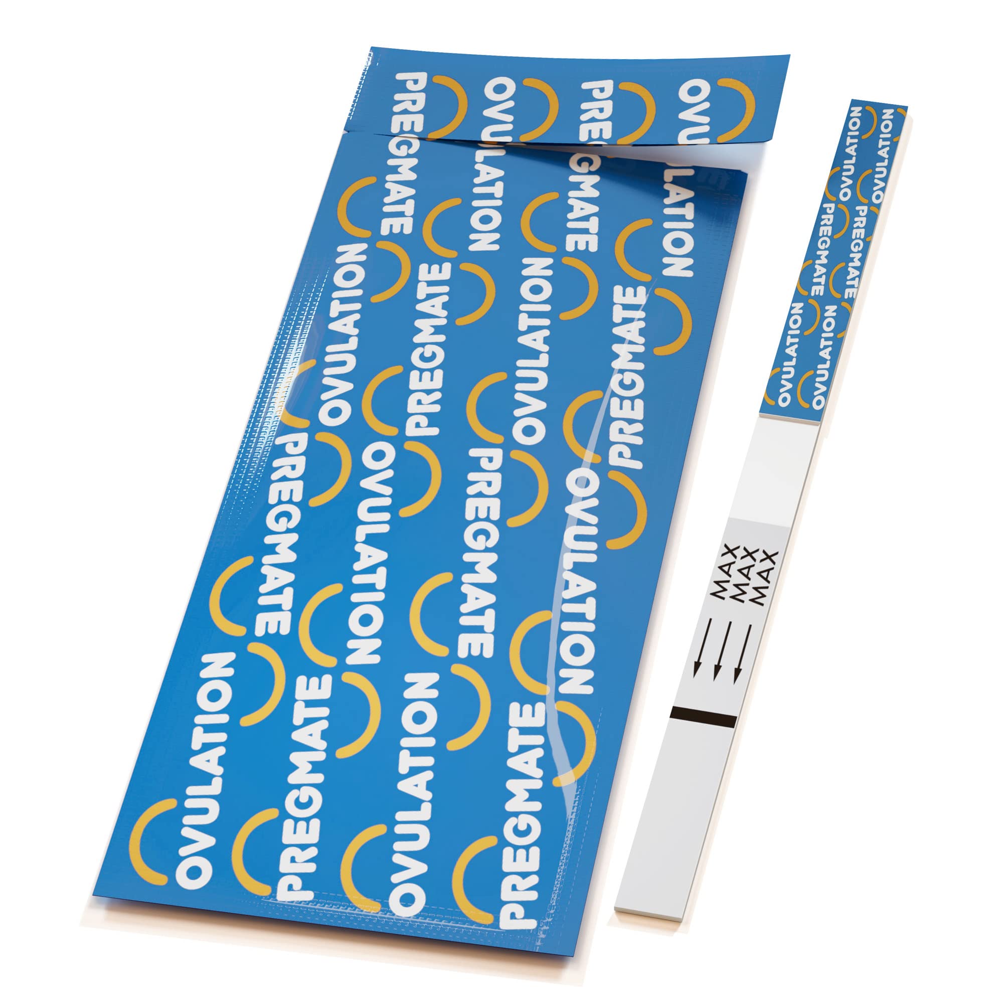 Pregmate compact packaging illustrates easy-to-store ovulation testing kit.
