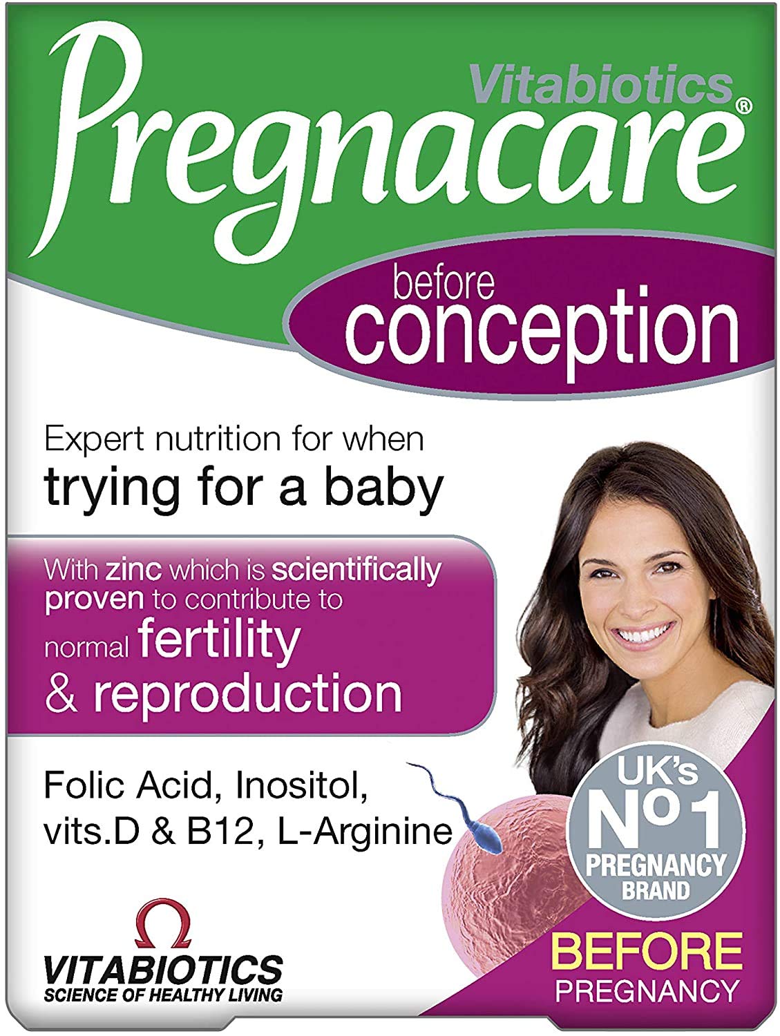 Pregnacare Before Conception packaging showing comprehensive nutrition for trying to conceive