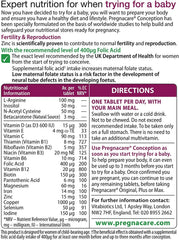 Pregnacare Conception tablets and Omega-3 capsules displayed for balanced daily micronutrient support