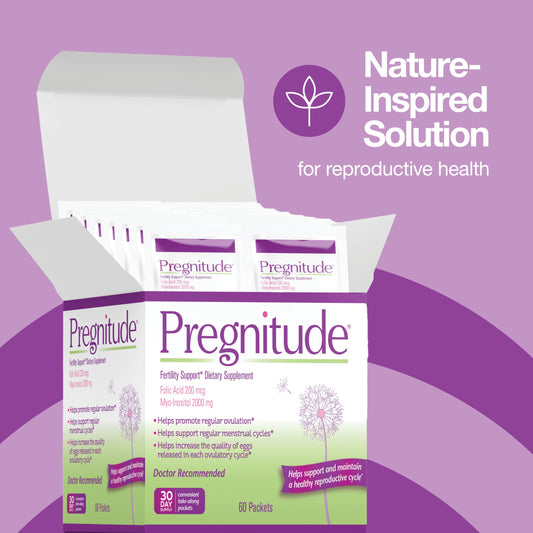 Box of Pregnitude packets ready for travel-friendly daily use.