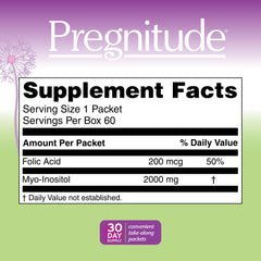 Pregnitude easy-dissolve powder in a glass of water