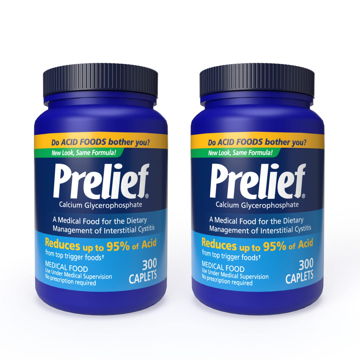 PRELIEF acid reducer caplets on the front bottle ready for daily meals.