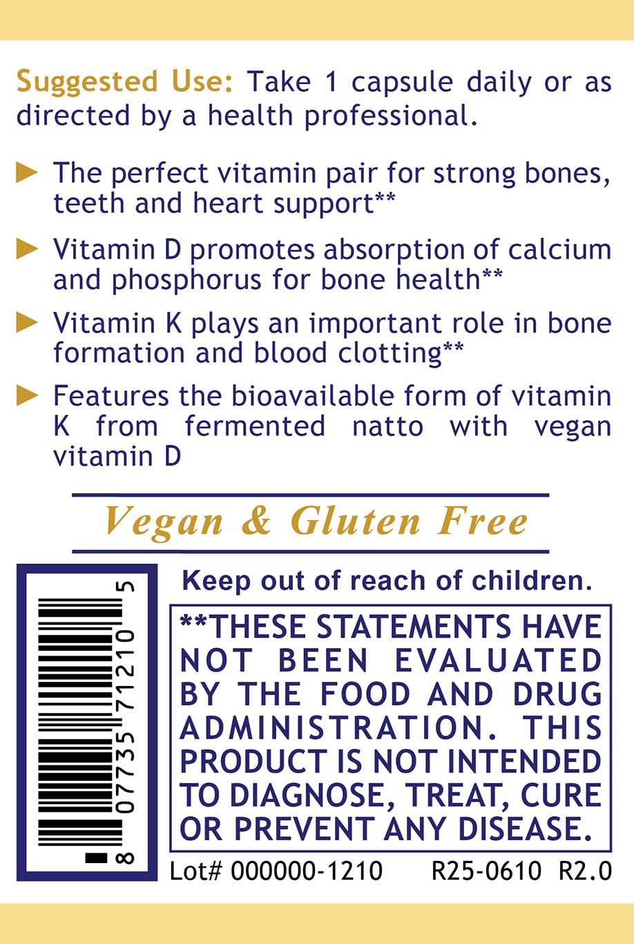 Premier Research Labs Vegan D3+K2 label closeup featuring MK7 and natto-derived K2