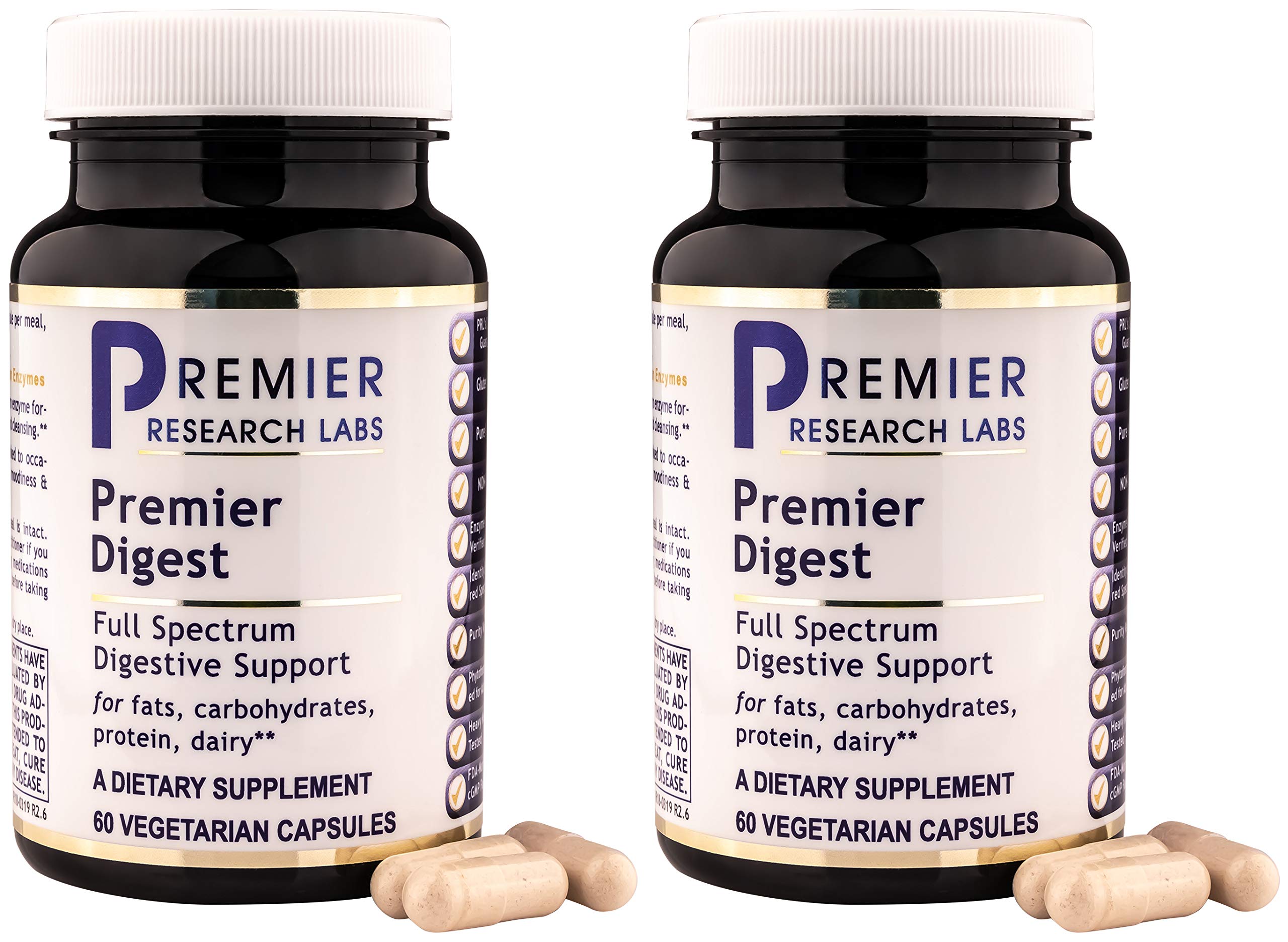Premier Digest bottle front showing vegetarian enzyme blend for digestion support.