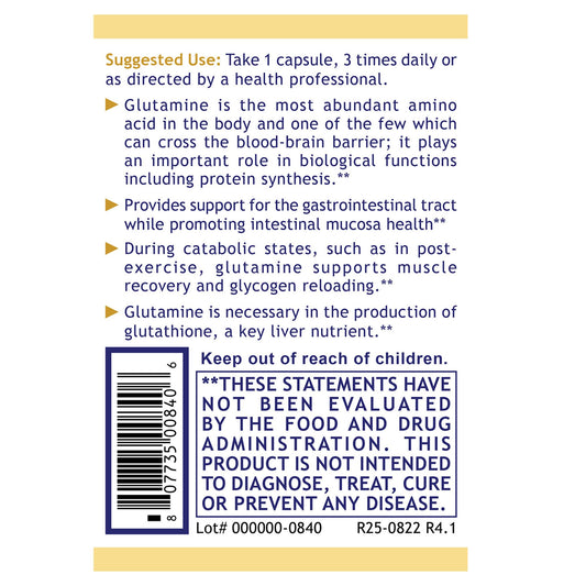 Premier Glutamine label close-up highlighting non-prescription supplement