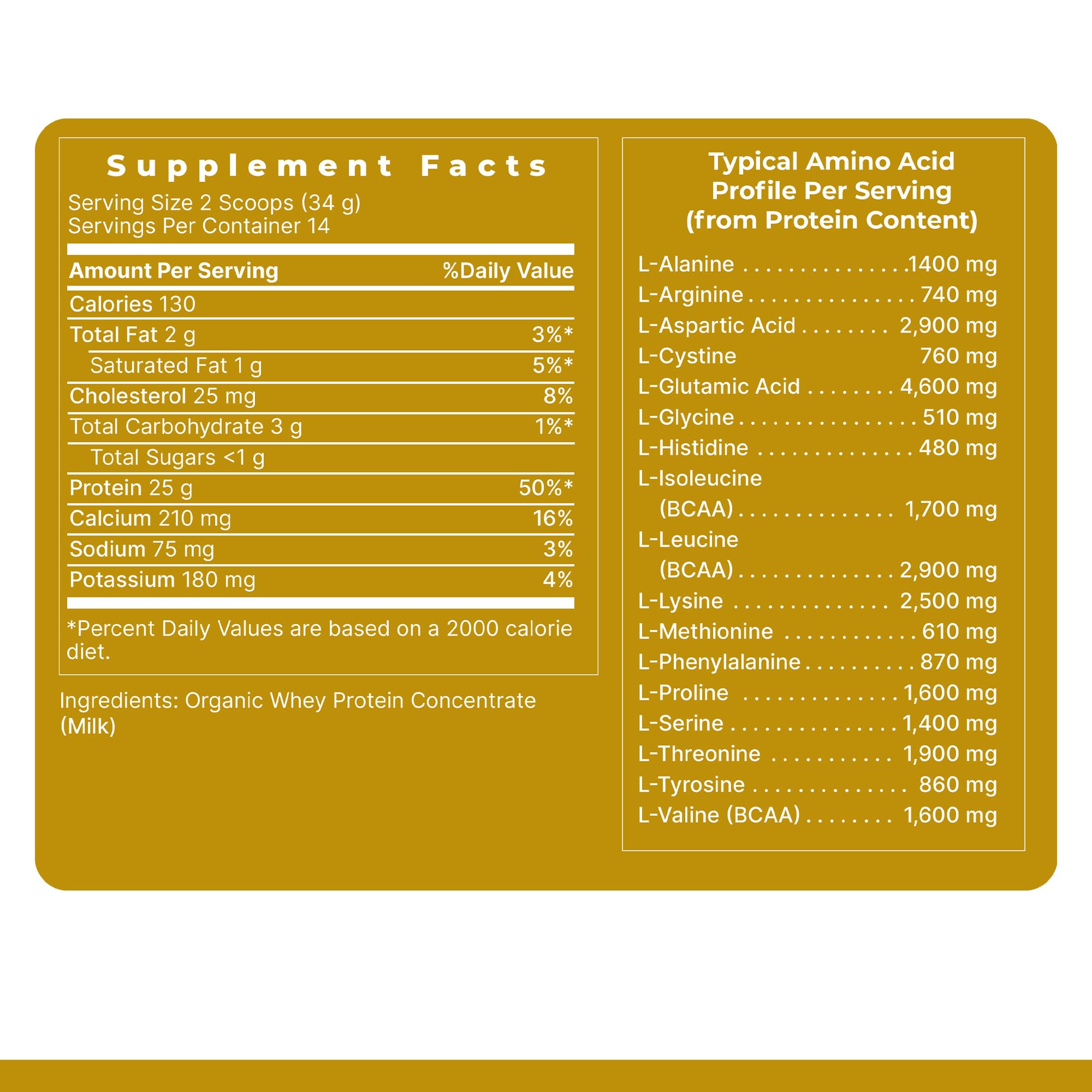 Nutrition label detail emphasizes organic dairy sourcing and low-temperature processing.