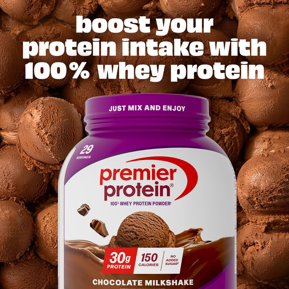Premier Protein Chocolate Milkshake blended smoothie with fruit for a creamy treat.