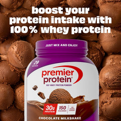 Premier Protein Chocolate Milkshake blended smoothie with fruit for a creamy treat.