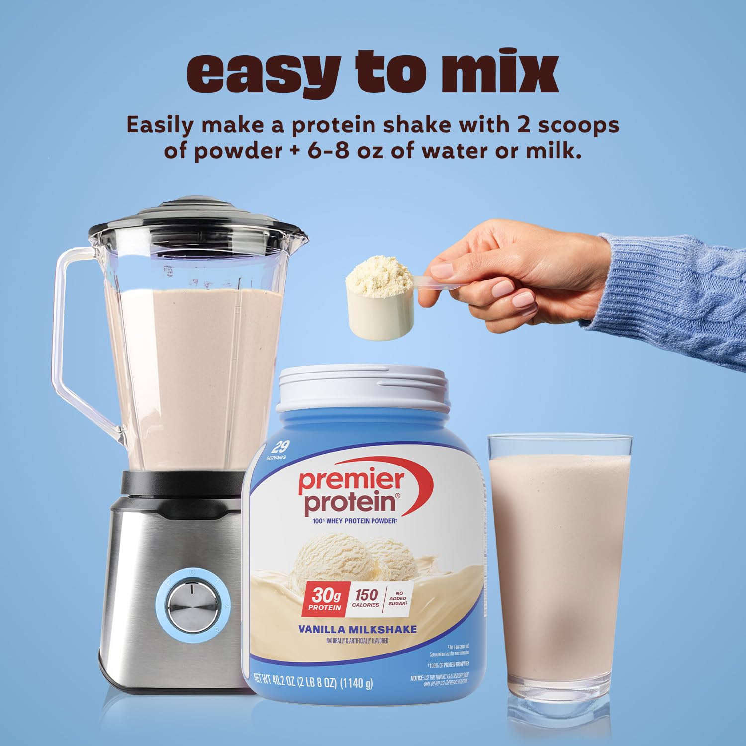Premier Protein Vanilla Milkshake powder in bowl for baking ideas.