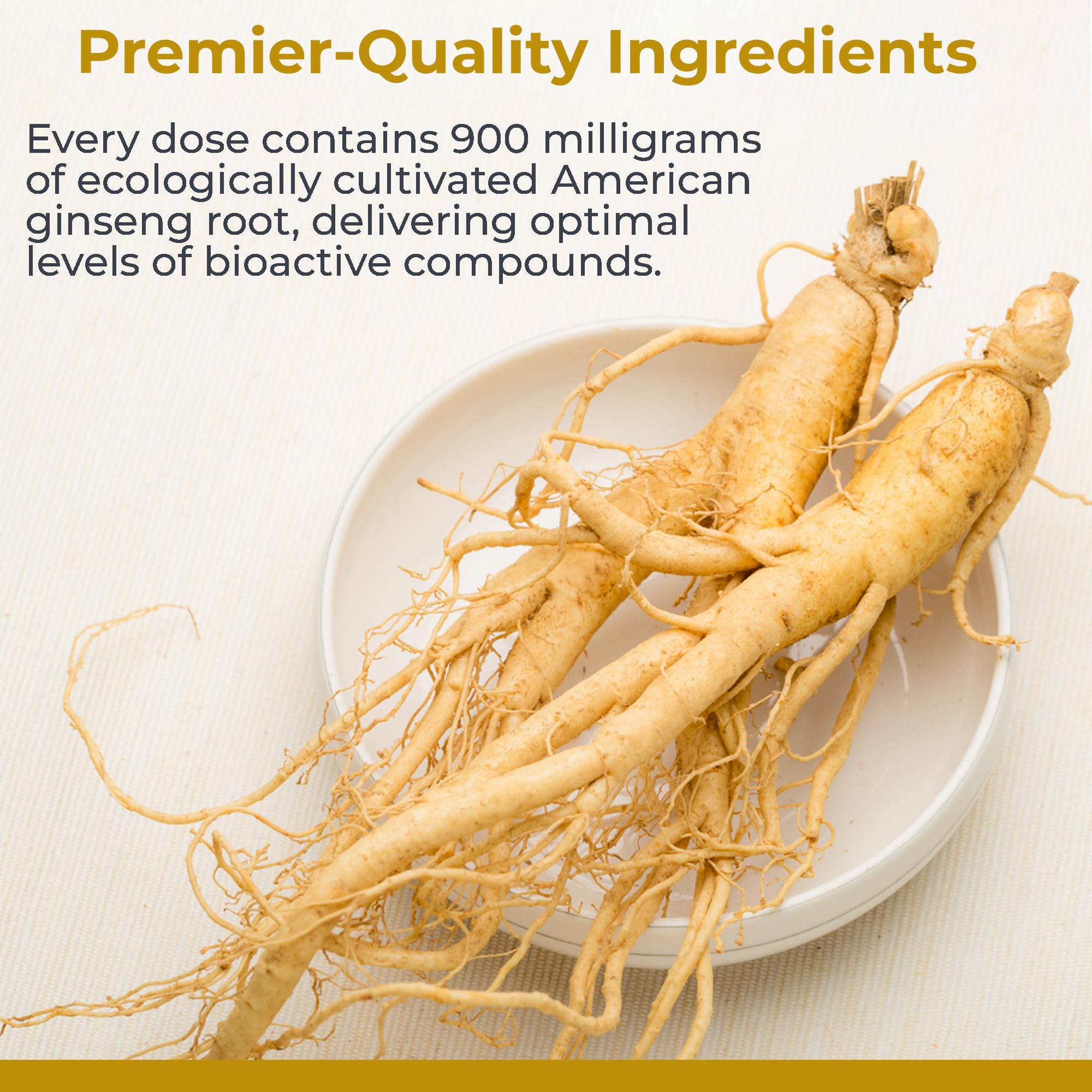 Premier Research Labs American Ginseng root extract highlights potent adaptogenic content