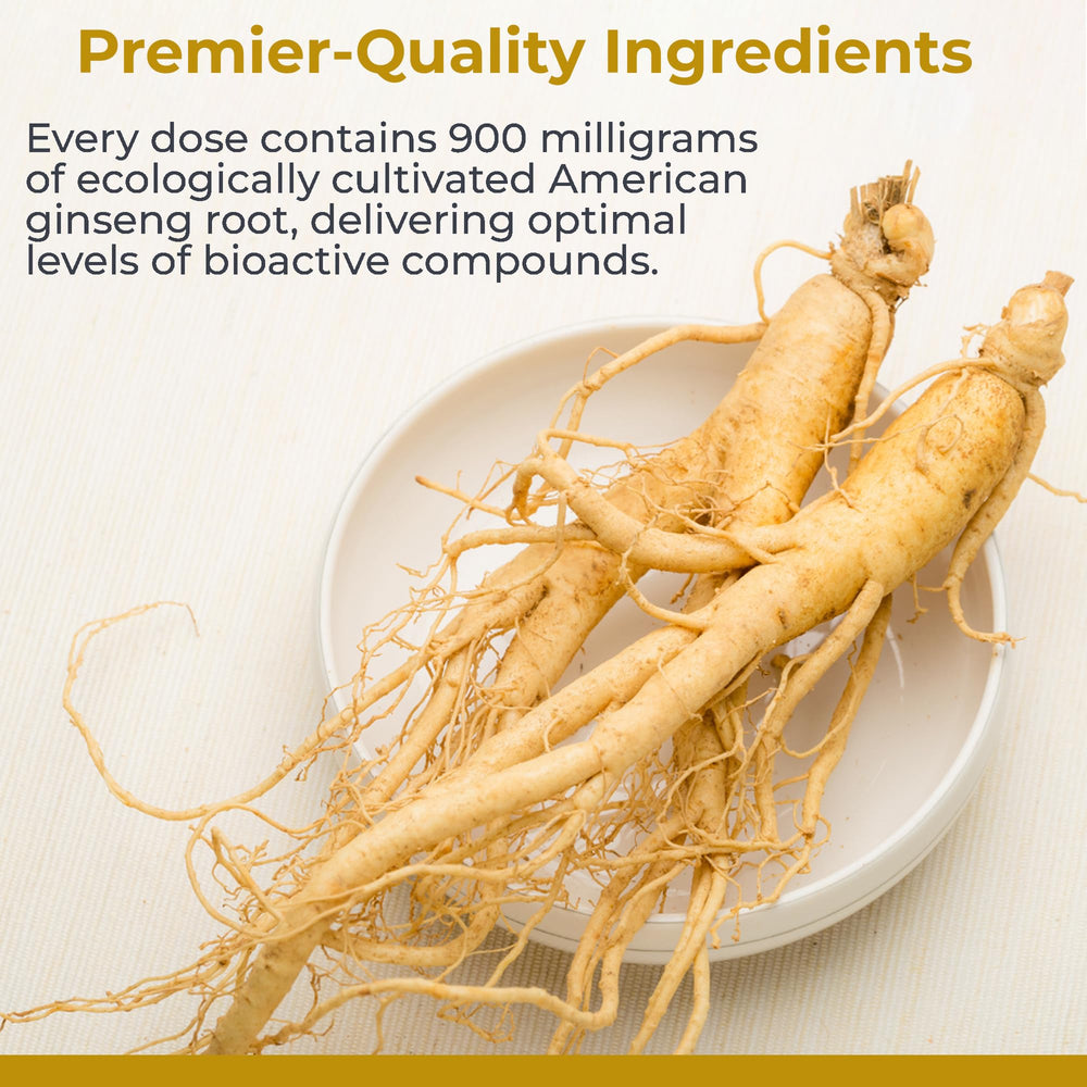 Premier Research Labs American Ginseng root extract highlights potent adaptogenic content