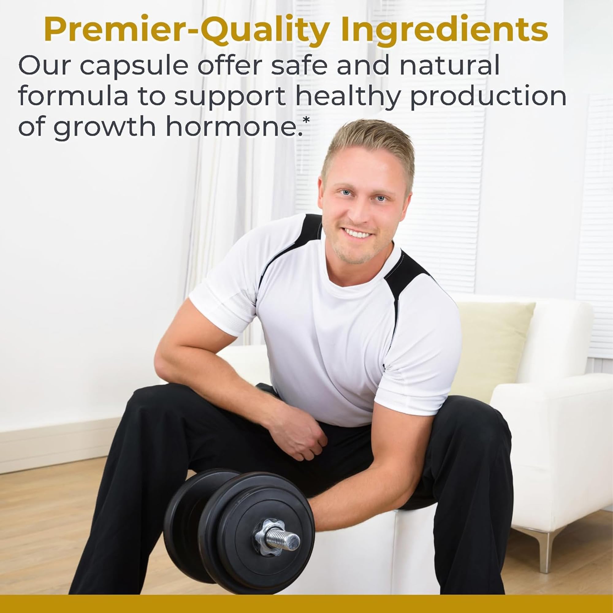 Amino HGH capsules close-up showing easy-to-swallow design for daily use