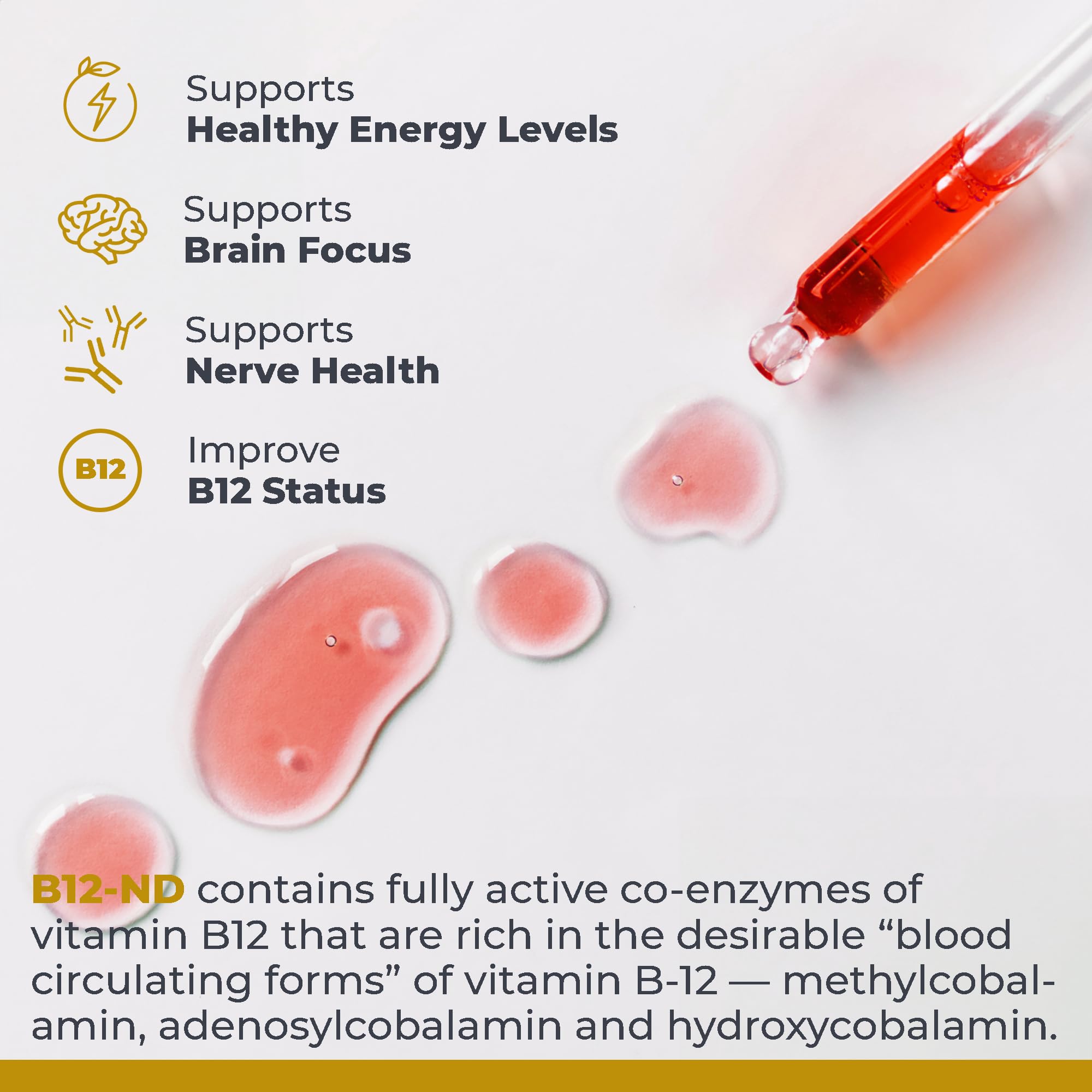 Premier Research Labs B12-ND liquid bottle label communicates purity and clean sourcing.