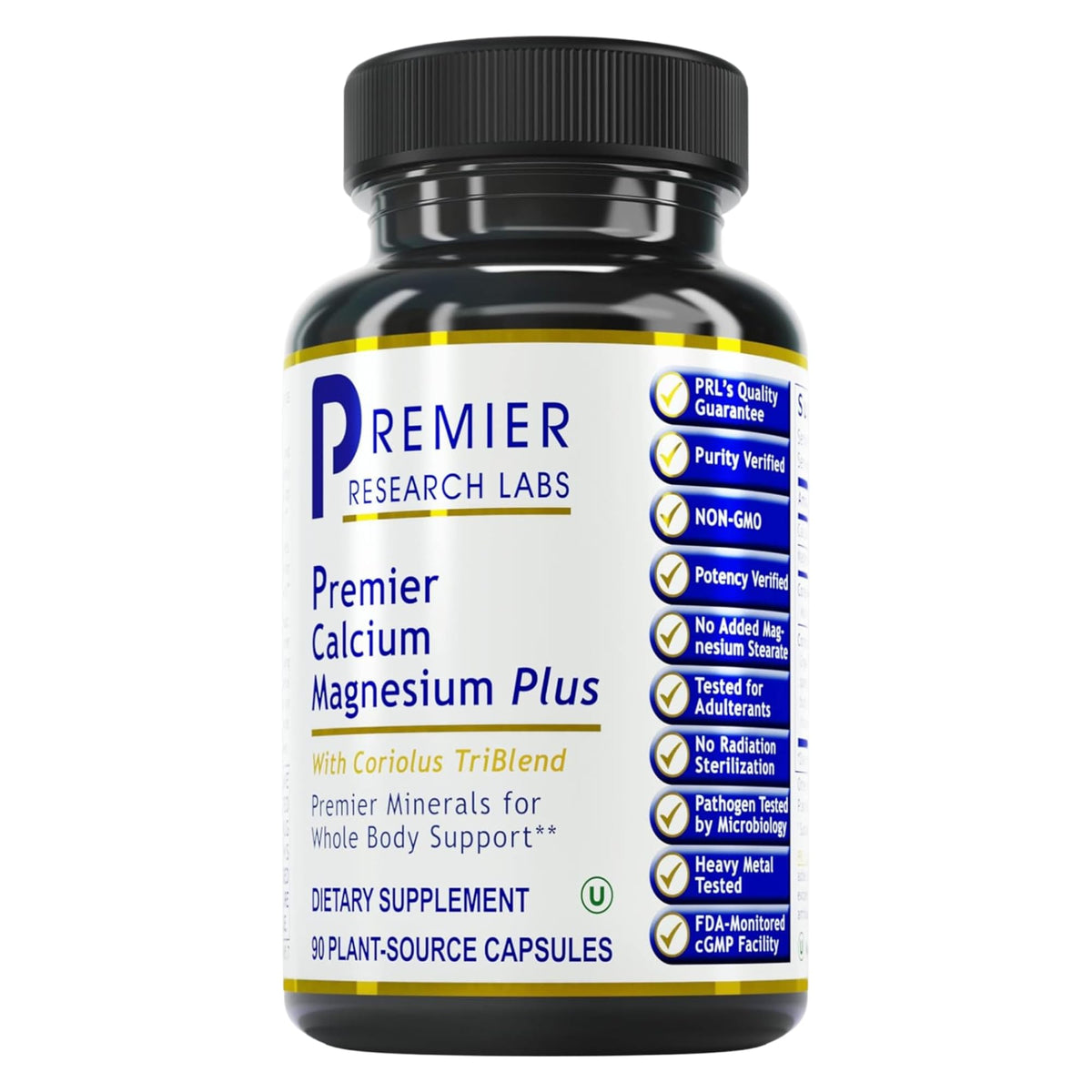 Premier Research Labs Calcium Magnesium Plus bottle front for daily bone support
