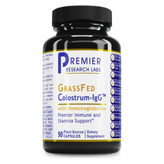 Premier Research Labs Colostrum-IgG bottle packshot for immune support and gut health.