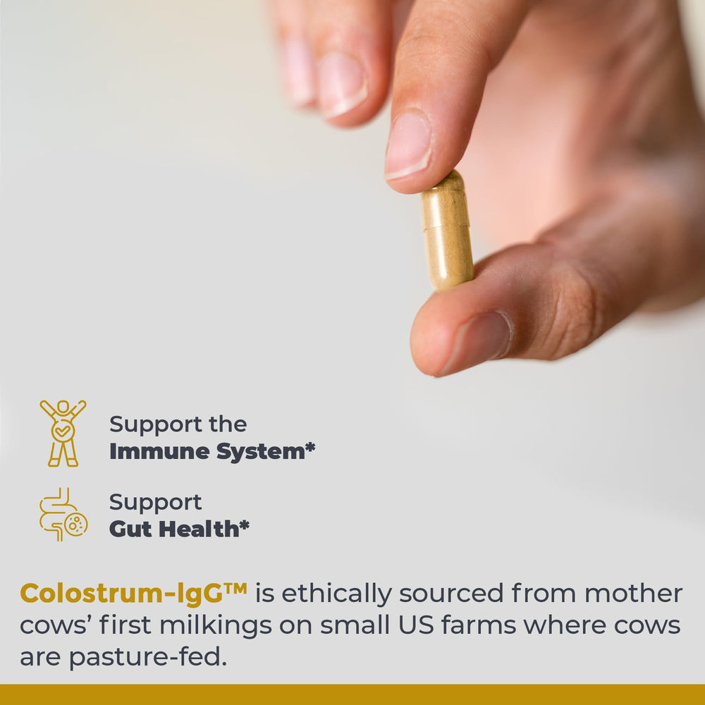Premier Research Labs Colostrum-IgG jar on shelf signaling premium quality and ethical sourcing.