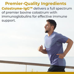 Premier Research Labs colostrum ingredients graphic highlighting lactoferrin