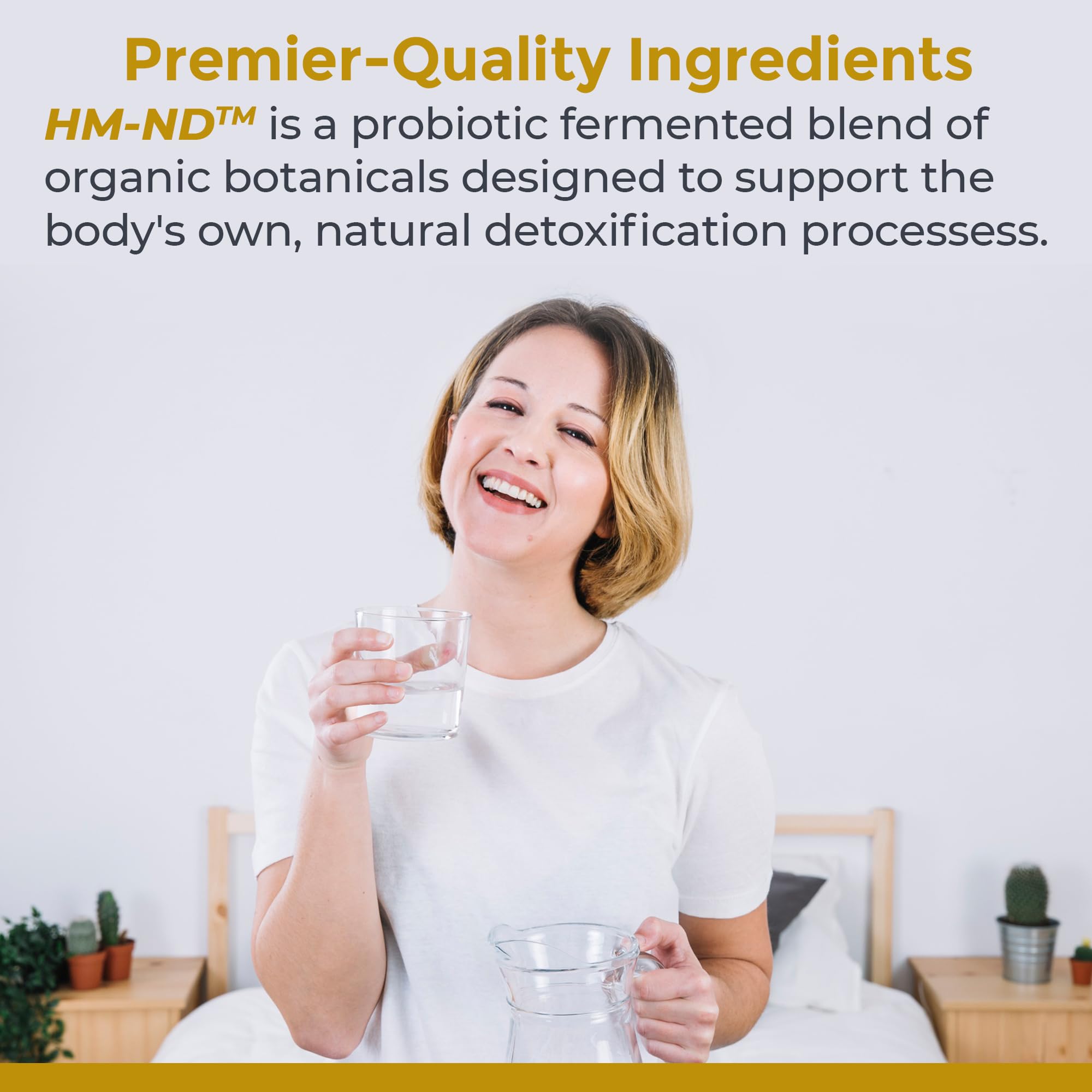 Premier Research Labs Fermented HM-ND glass of water with drops for easy mixing
