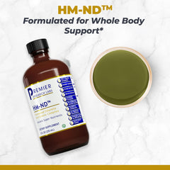 Premier Research Labs Fermented HM-ND label closeup shows organic cilantro and parsley