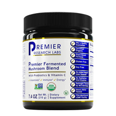 Premier Research Labs fermented reishi powder ready for daily immune and gut health routines.