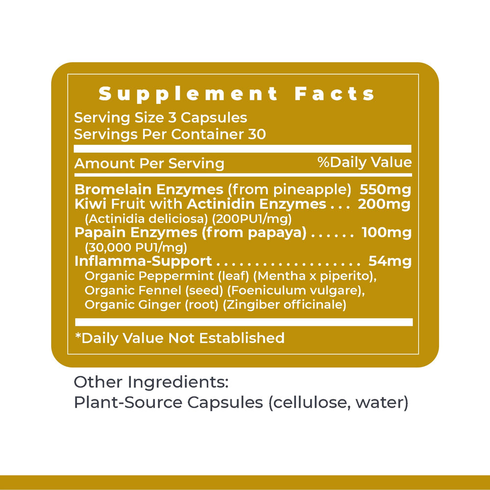 Infographic-style image illustrating digestive enzyme blend supporting daily wellness.
