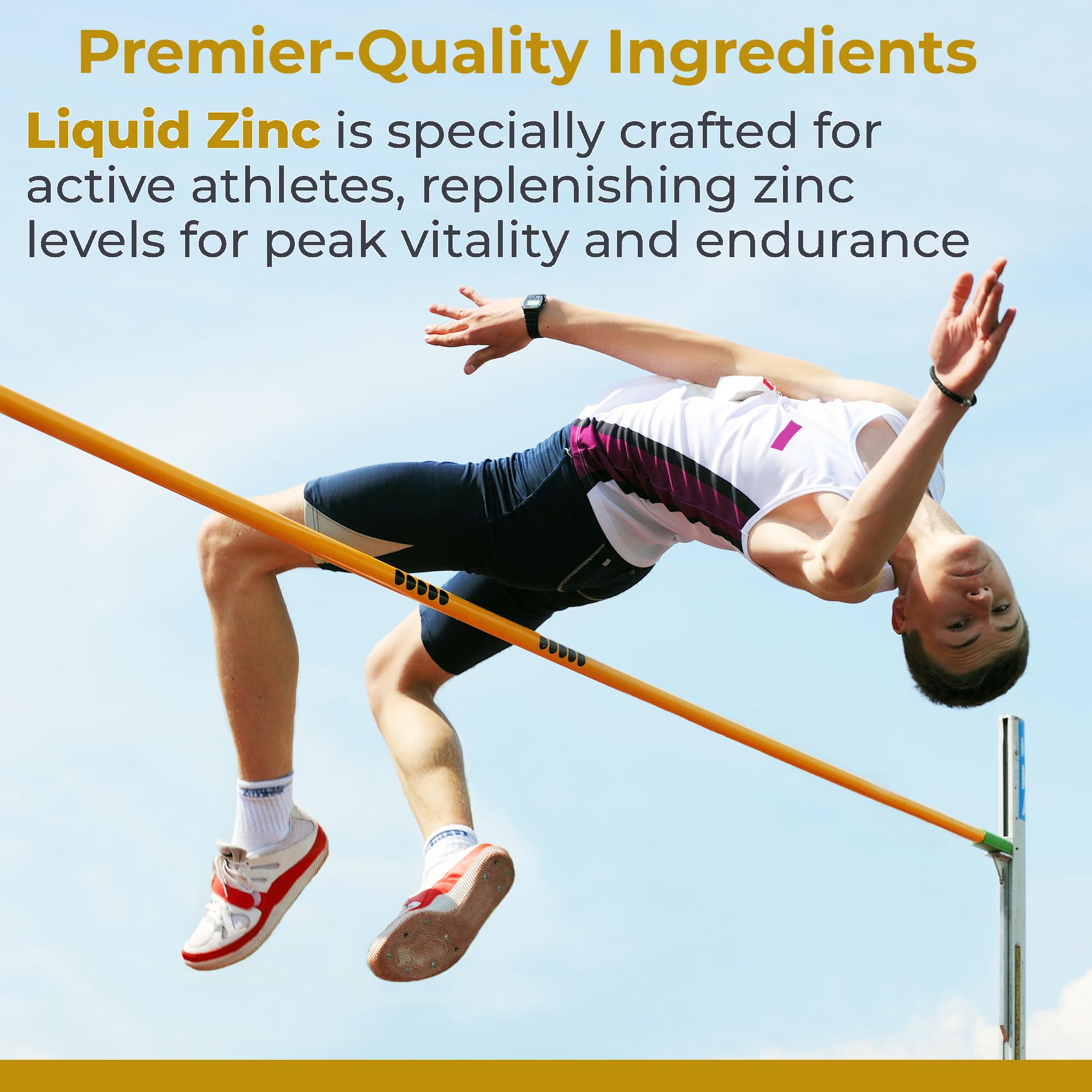 Label close-up showing 25 mg zinc per 5 mL serving from Premier Research Labs.