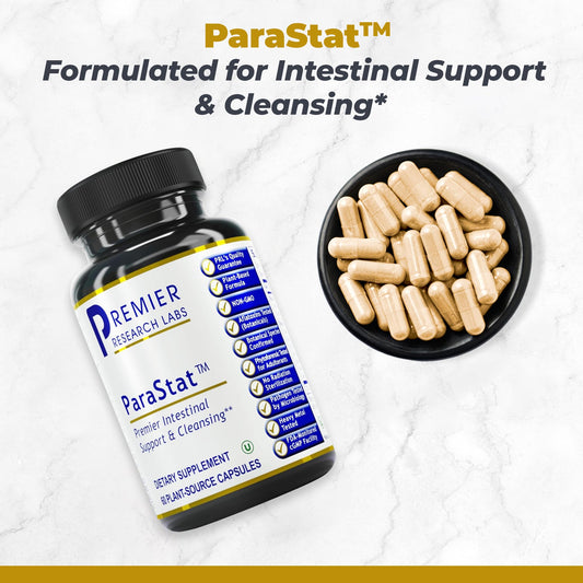 ParaStat capsules close-up showing natural ingredient texture