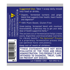 Premier Research Labs powder jar showing turmeric-ginger formula designed for improved bioavailability