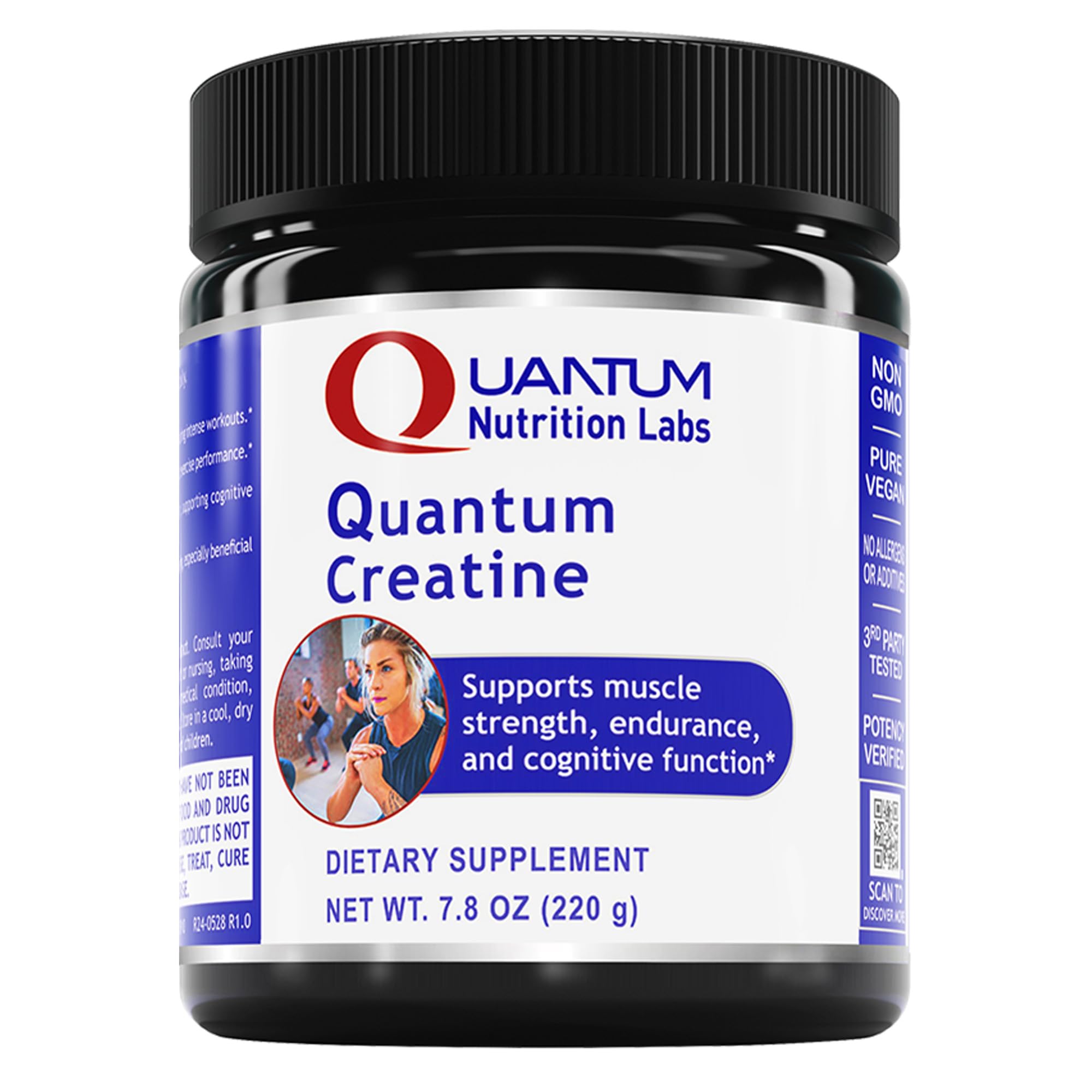 Premier Research Labs Quantum Creatine powder jar for vegan-friendly performance support.