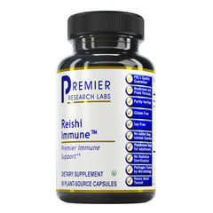 Premier Research Labs Reishi immune capsules for daily wellness support.