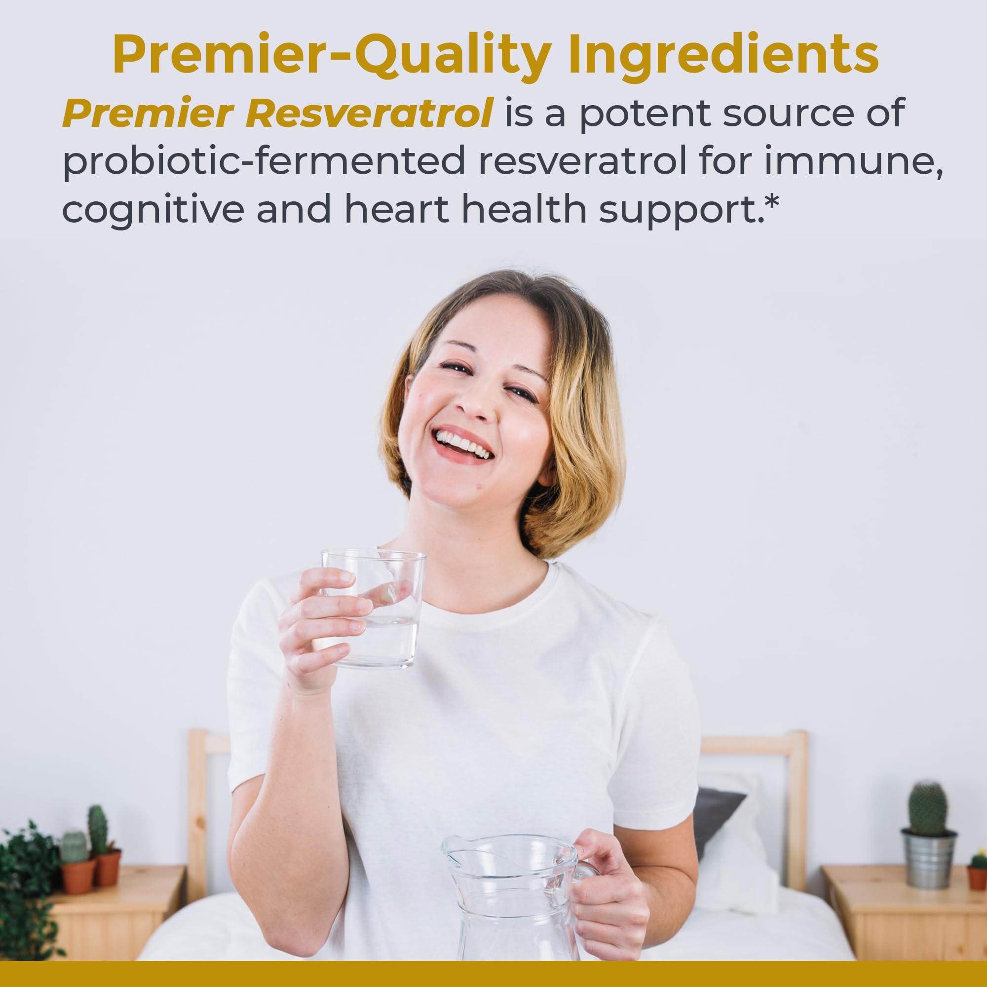 Premier Research Labs Resveratrol label closeup confirms probiotic fermentation and sourcing.