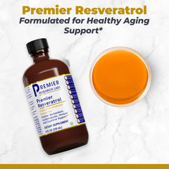 Premier Research Labs Resveratrol liquid dispense demonstrates easy daily dose for healthy aging.