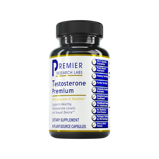 Premier Research Labs Testosterone Premium bottle front for daily vitality support
