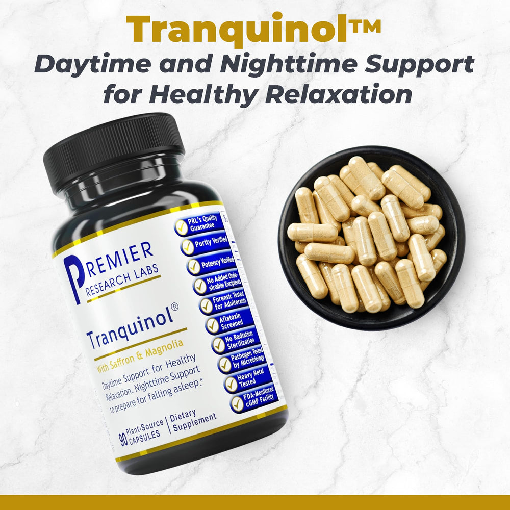 Tranquinol capsules close-up highlighting plant-based sleep support