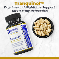 Tranquinol capsules close-up highlighting plant-based sleep support