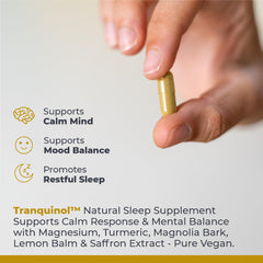 Tranquinol lemon balm and turmeric ingredients image for balanced mood