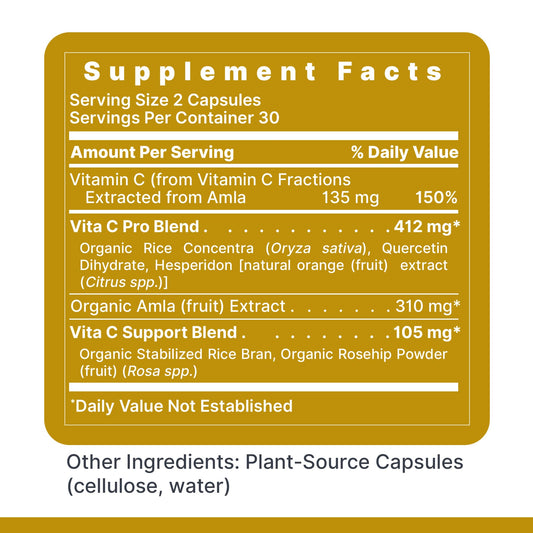 Premier Research Labs Vitamin C bottle shows bioflavonoids and rose hips for enhanced absorption.