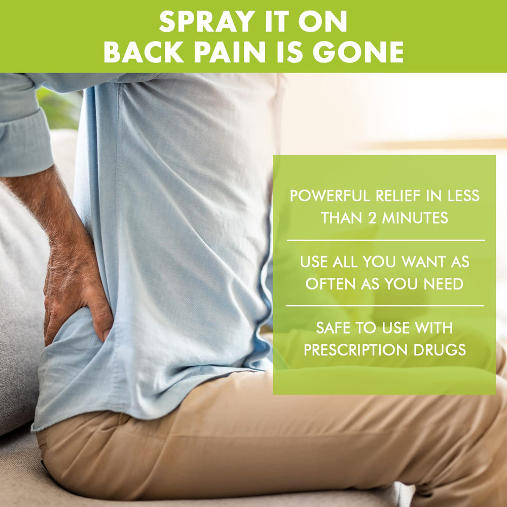Close-up of Premiere's Pain Spray label highlighting natural ingredients for relief