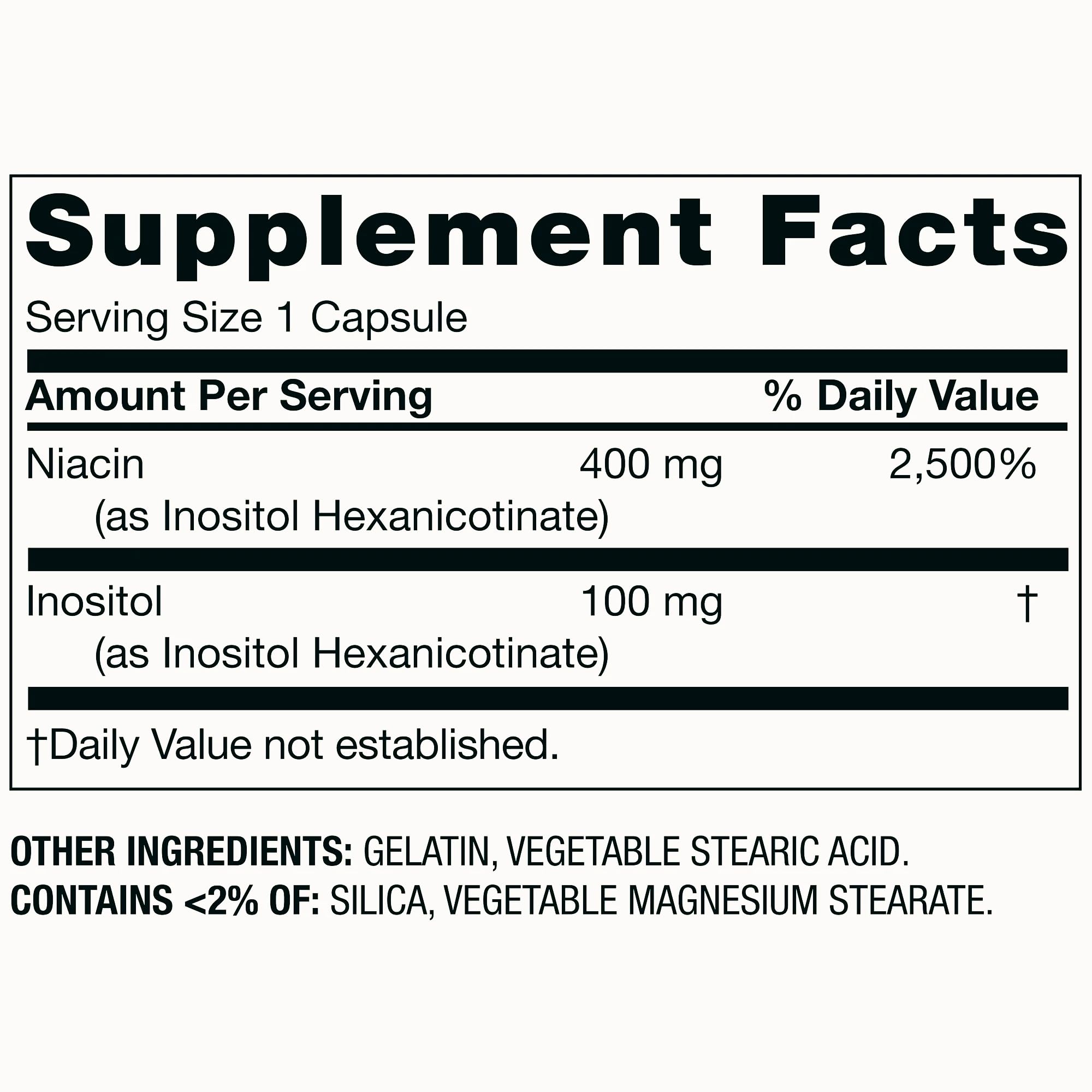 Premium Choice Co niacin capsules; high-potency 500 mg per serving.