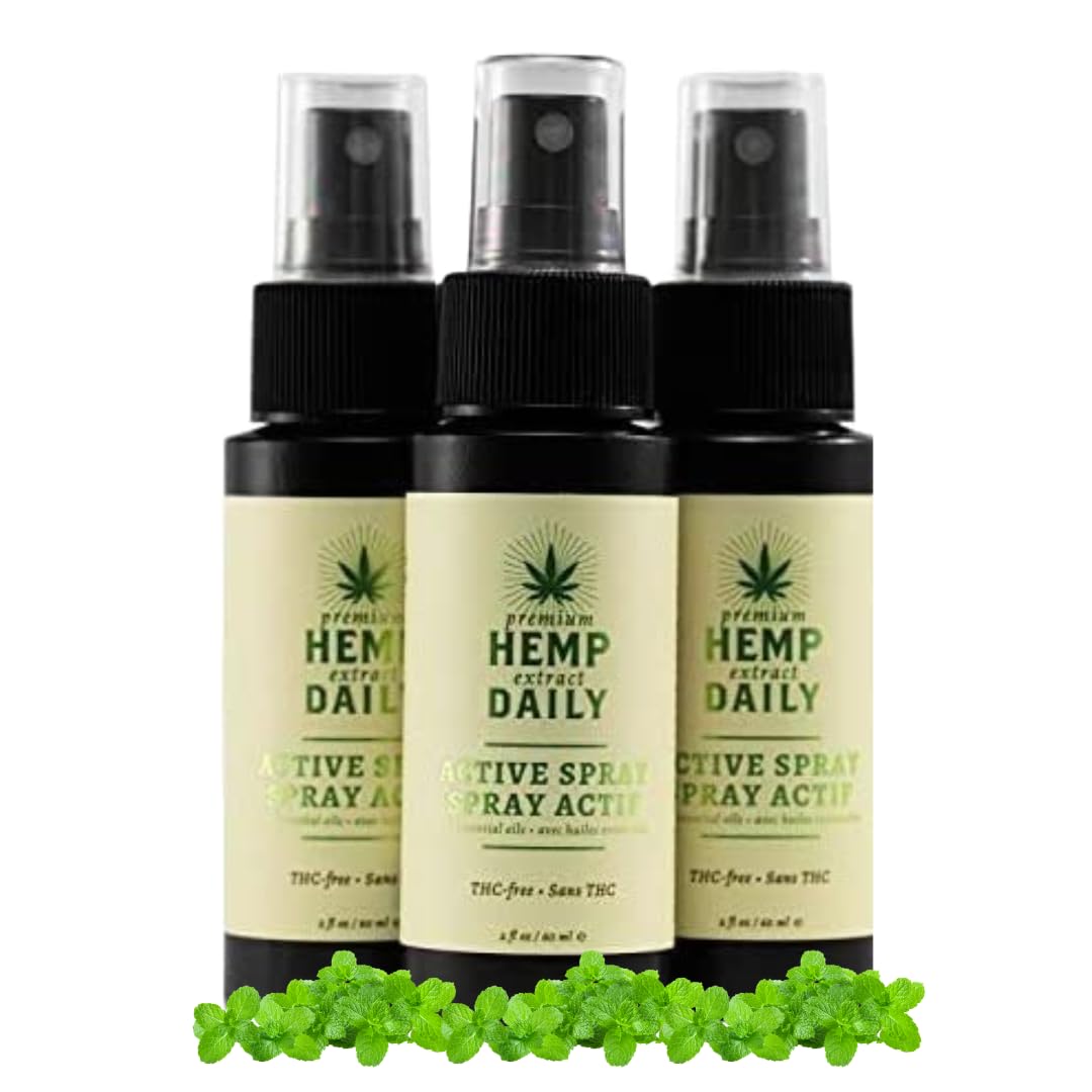 Premium Hemp Daily Active Spray bottle for on-the-go hydration and refreshment.