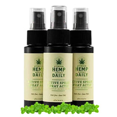 Premium Hemp Daily Active Spray bottle for on-the-go hydration and refreshment.