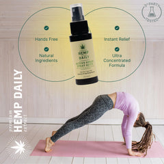 Premium Hemp Daily Active Spray dispenser in action for quick cooling relief.