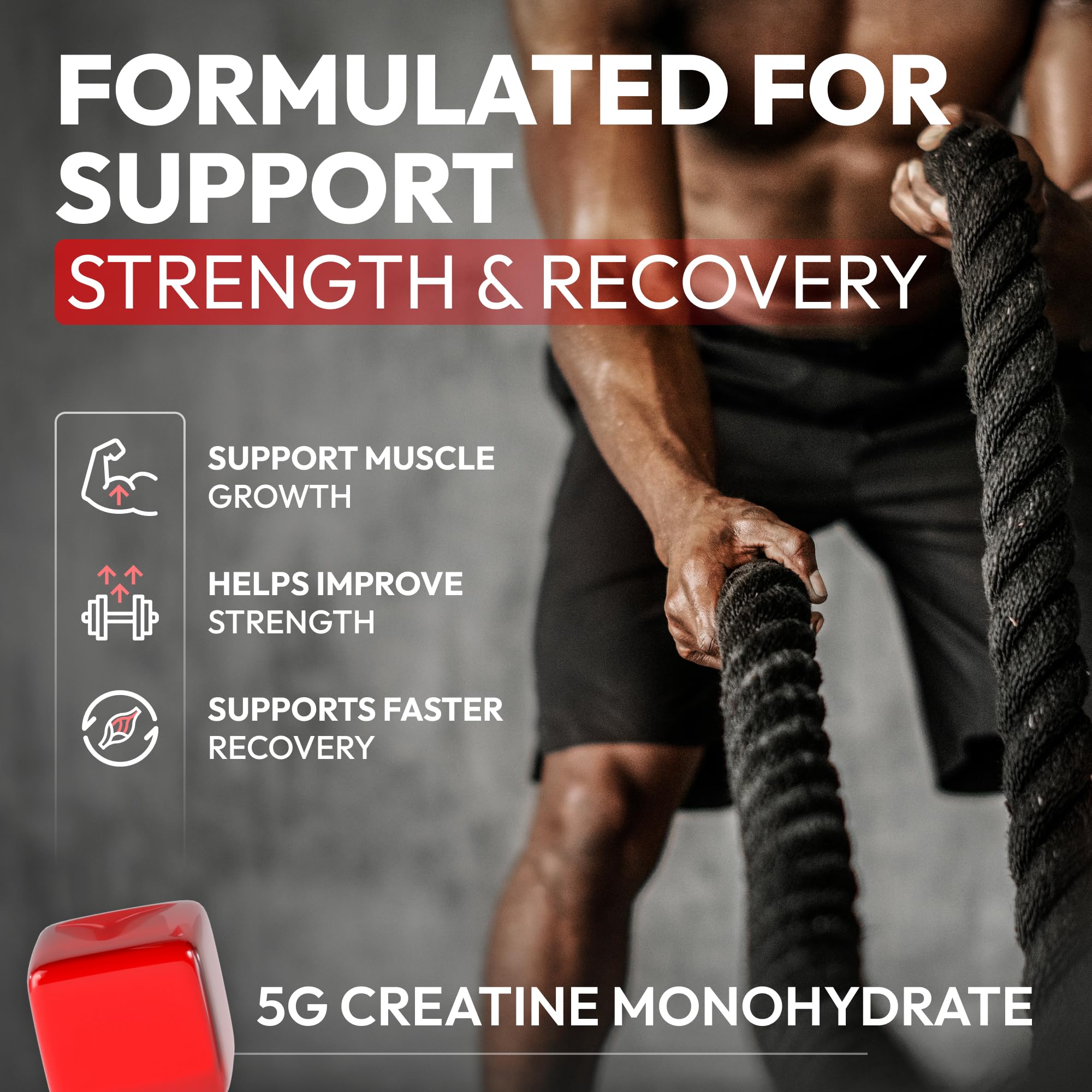 Premium Select Nutrition Creatine HCL Gummies ingredients close-up showing 5000mg creatine HCL per serving.