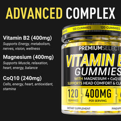Premium Select Nutrition CoQ10 Magnesium Riboflavin Gummies serving close-up energy production