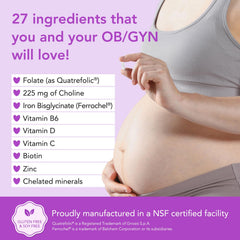 Premom bottle pour close-up indicating convenient two-capsule daily intake