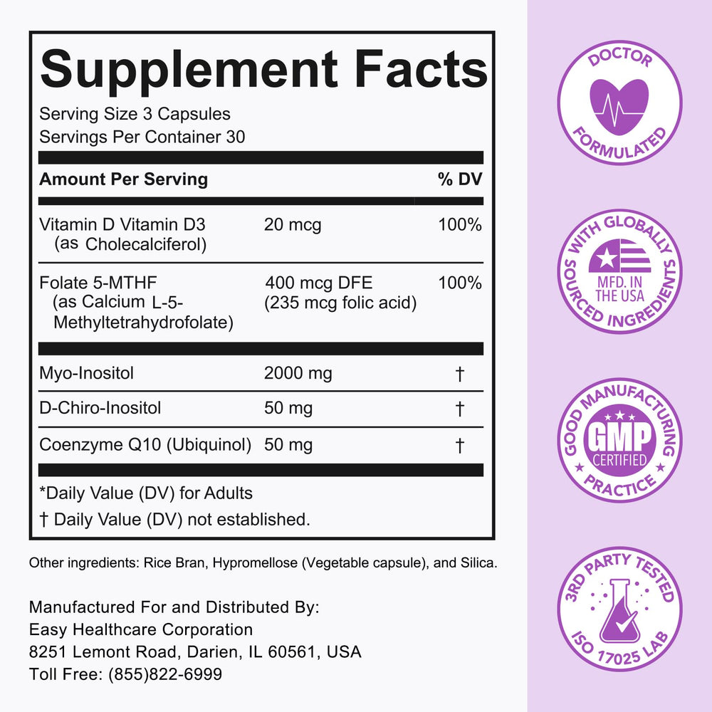 Premom Inositol Plus serving scoop with capsules ready for daily use