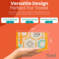 Close-up of the 75 essential items inside the kit for everyday care by PreparaKit.